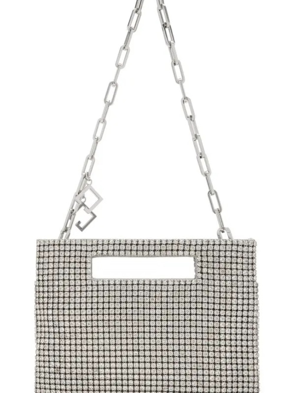Cult Gaia Lucinda Silver Crystal Mesh Shoulder Bag